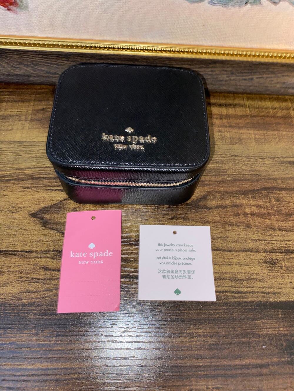 Kate Spade Staci Saffiano Leather Travel Jewelry Case Black K8066 NWT $139